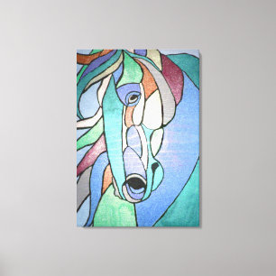 Metallic Horse in Blues Canvas Print