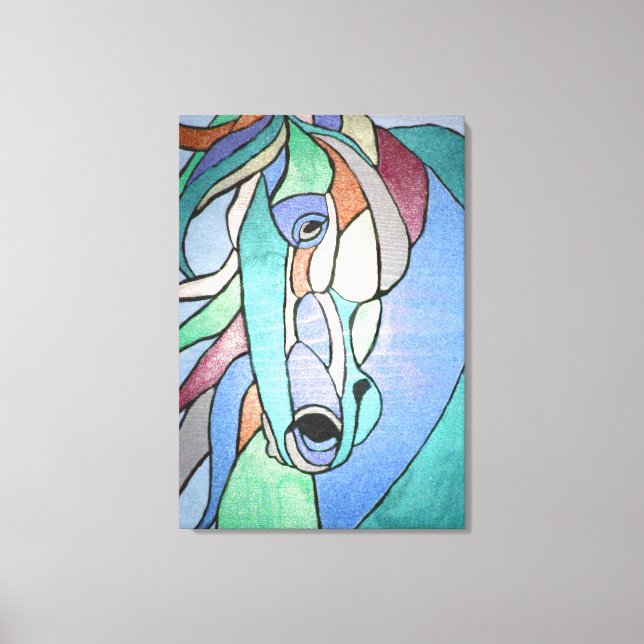 Metallic Horse in Blues Canvas Print (Front)