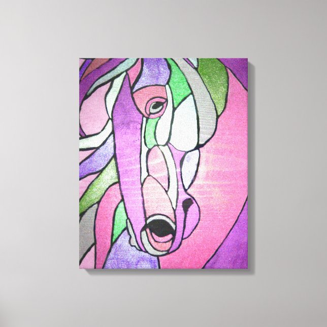 Metallic Horse in Pink Canvas Print (Front)