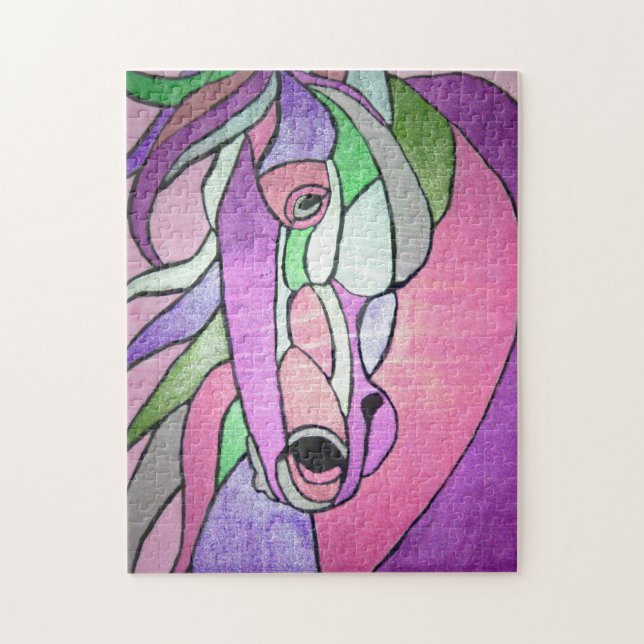 Metallic Horse in Pink Puzzle (Vertical)