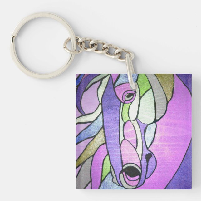 Metallic Horse in Purple Keychain (Front)