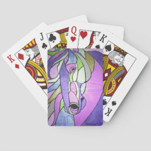 Metallic Horse in Purple Playing Cards