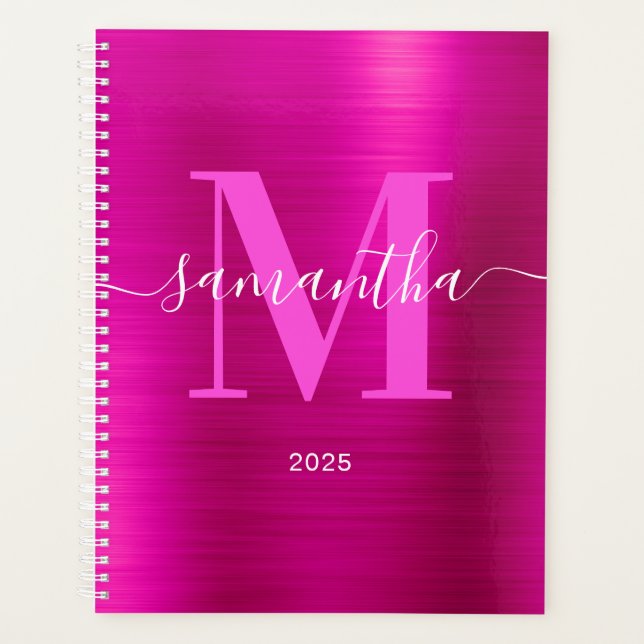 Metallic Hot Pink Signature Monogram 2025 Planner (Front)