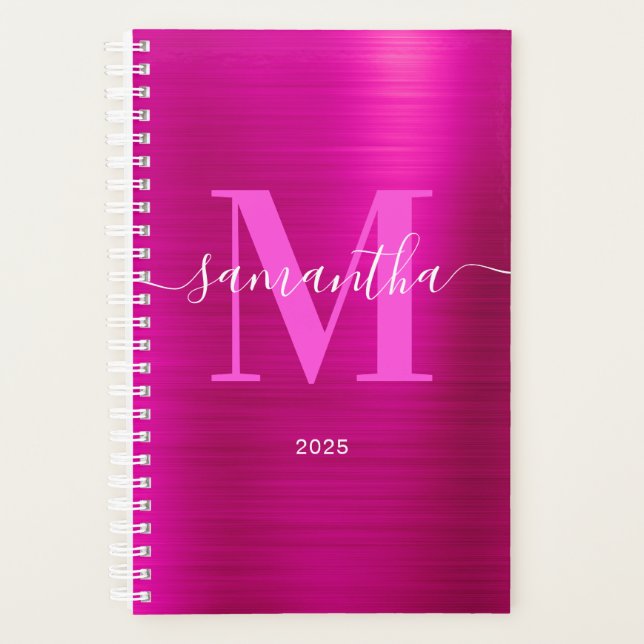Metallic Hot Pink Signature Monogram 2025 Planner (Front)