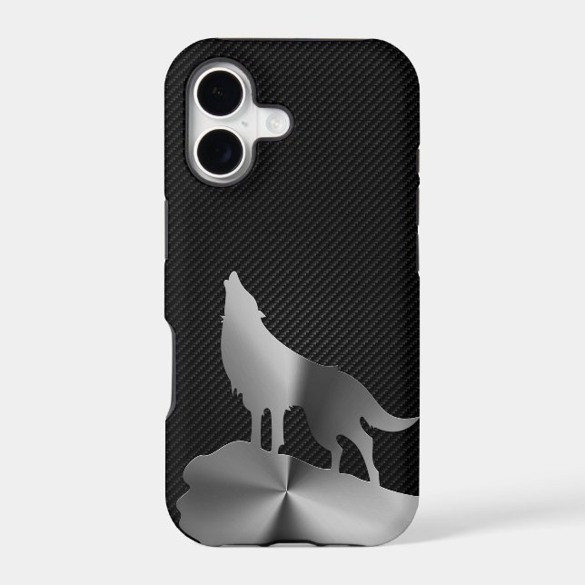 Metallic howling wolf with carbon fibre (Back)