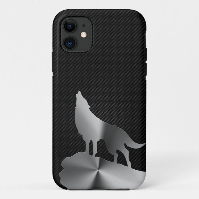 Metallic howling wolf with carbon fibre Case-Mate iPhone case (Back)