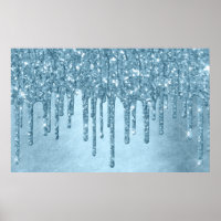 Metallic Ice Blue Drip | Glitzy Glam Glitter Melt