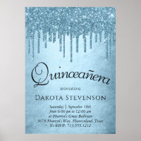Metallic Ice Blue Drip | Glitzy Glam Quinceanera