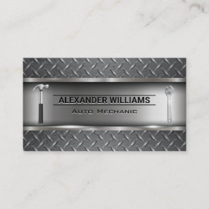 Metallic Industrial Steel   Hammer   Wrench Business Card