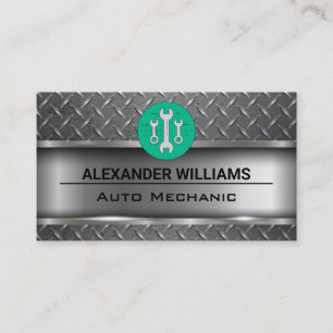 Metallic   Industrial Steel   Wrench Logo Business Card