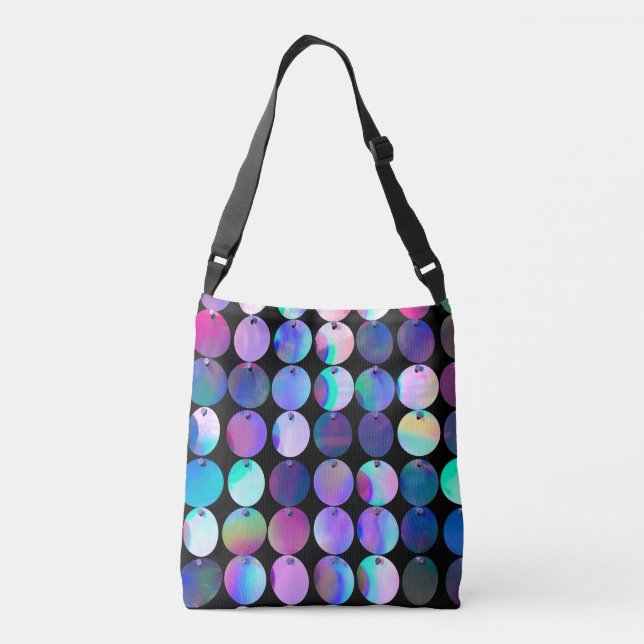 Metallic Iridescent Purple Blue Circles Crossbody Bag (Back)