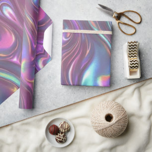 Metallic Iridescent Rainbow Pink Aqua Purple Wrapping Paper
