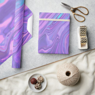 Metallic Iridescent Rainbow Pink Aqua Purple  Wrapping Paper
