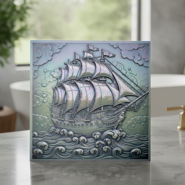 Metallic Iridescent Sailing Ship ID1223 Tile (Creator Uploaded)