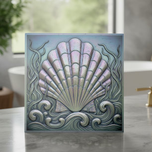 Metallic Iridescent Scallop Shell D1223 Tile