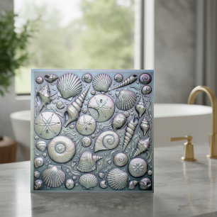 Metallic Iridescent Seashells D1223 Tile