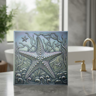 Metallic Iridescent Starfish D1223 Tile