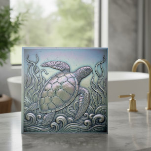 Metallic Iridescent Turtle D1223 Tile