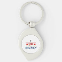 Metallic Keychain - I Love America