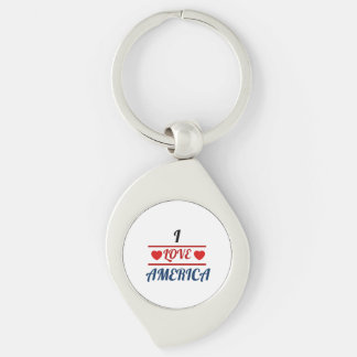 Metallic Keychain - I Love America