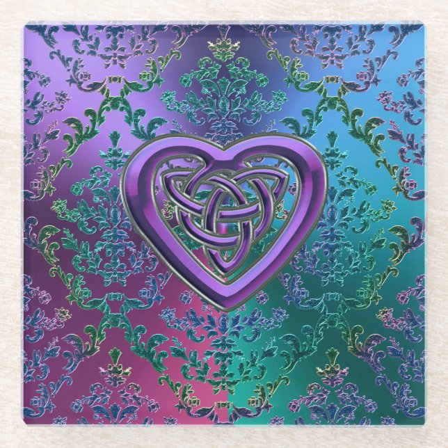 Metallic Lace with Celtic Heart Coaster (Front)