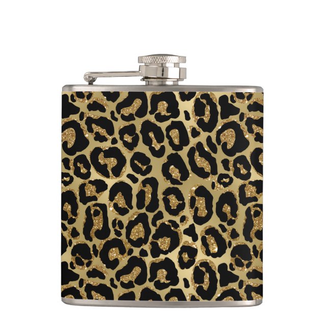 Metallic Leopard Vinyl Wrapped Flask (Front)