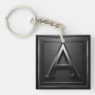 ⚫ Metallic Letter A Monogram Emblem Design ⚫ Key Ring