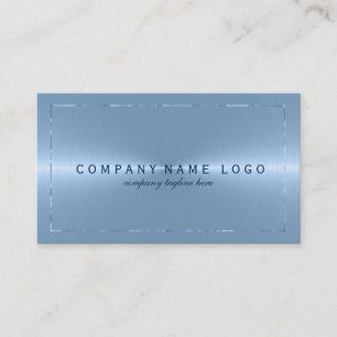 Metallic Light Blue Stainless Steel Look Business Card