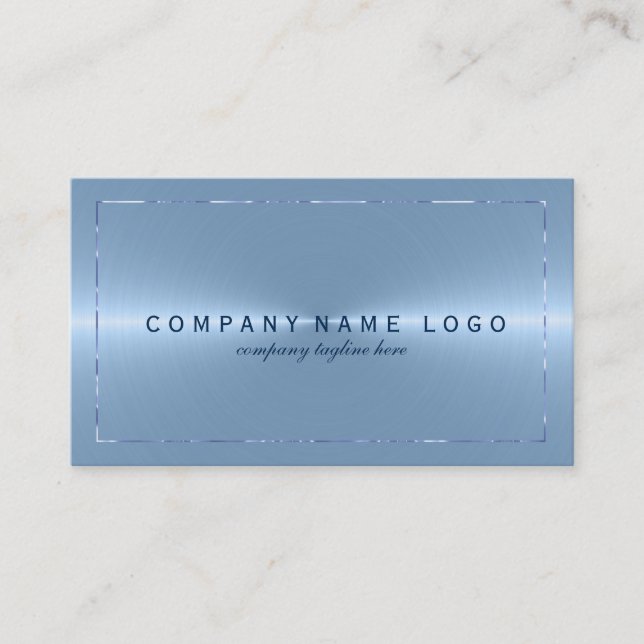 Metallic Light Blue Stainless Steel Look Business Card (Front)