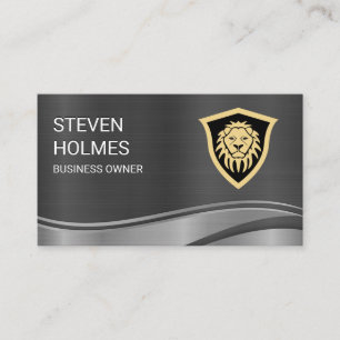 Metallic  Lion Shield Business Card