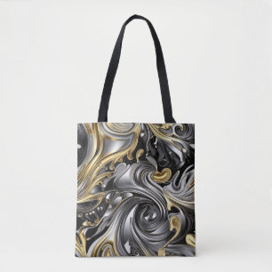 Metallic liquid pattern tote bag