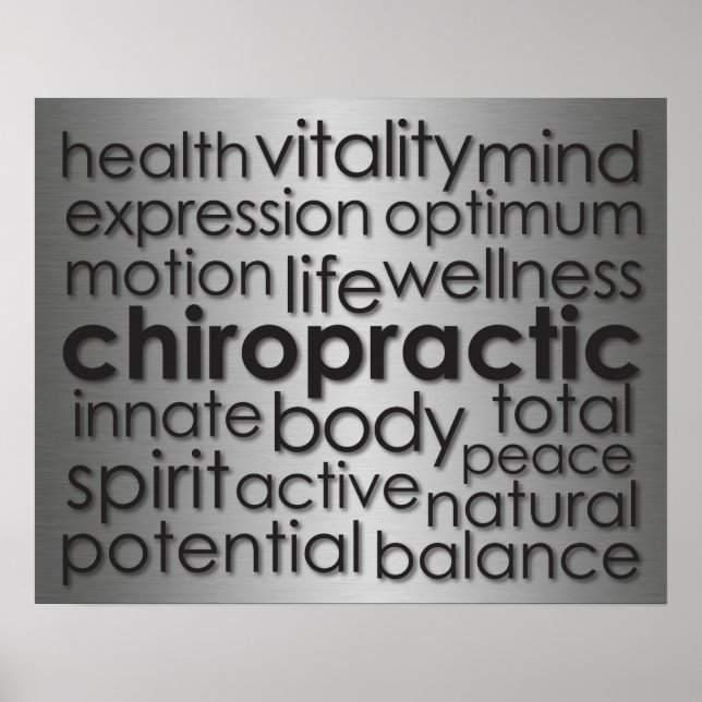 Metallic-Look Chiropractic Word Collage Poster (Front)