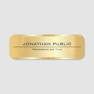 Metallic Look Faux Gold Modern Elegant Magnetic Name Tag