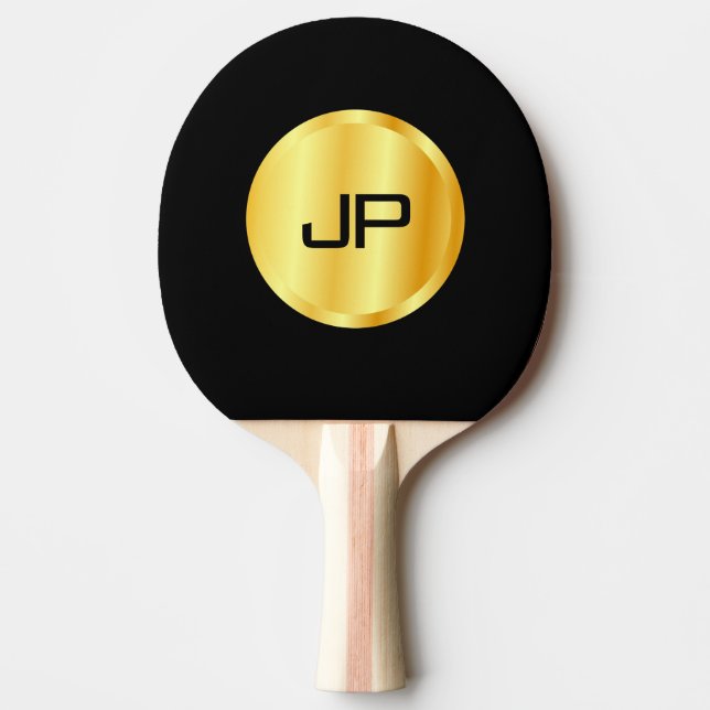 Metallic Look Faux Gold Monogrammed Template Ping Pong Paddle (Front)