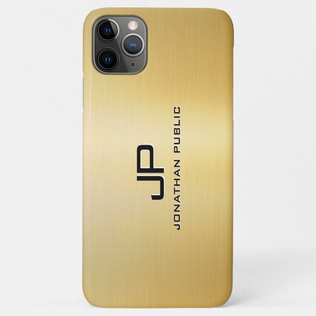 Metallic Look Gold Customisable Template Monogram Case-Mate iPhone Case (Back)