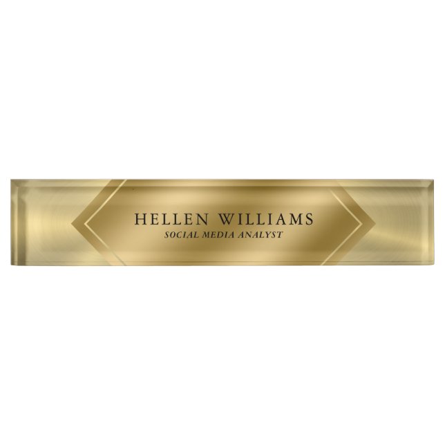 Metallic look gold geometric design nameplate (Front)