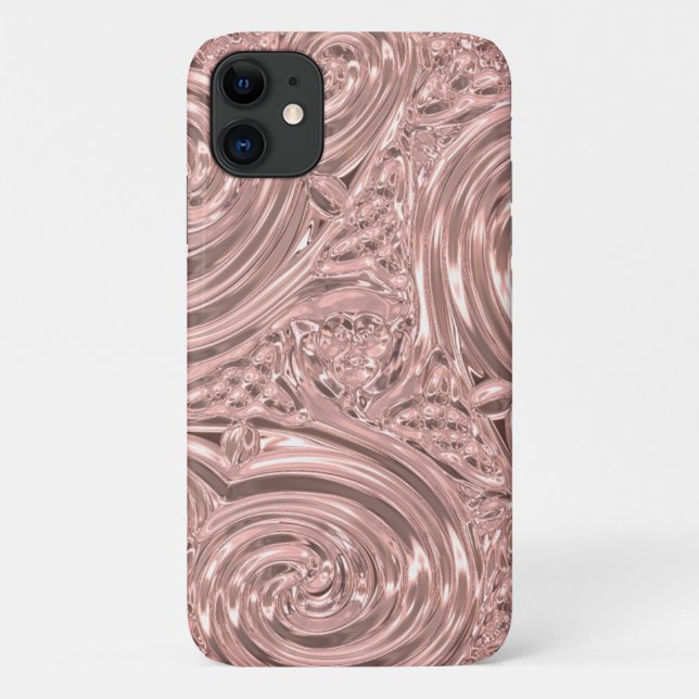 Metallic look rose gold elegant victorian nouveau Case-Mate iPhone case (Back)