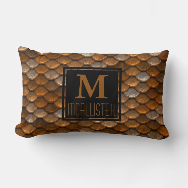 Metallic Look Scales - Family Name Lumbar Cushion (Front)