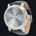 Metallic look silver grey background watch<br><div class="desc">Simple silver-grey faux metallic background. Black numbers.</div>
