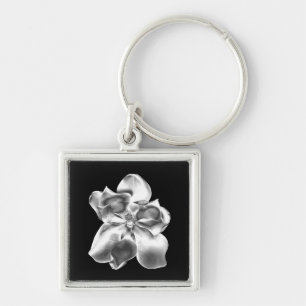Metallic Magnolia flower on keychain favour