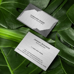 Metallic Mash & Brushed Faux Steel Auto Mechanic Business Card
