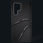 Metallic mash with silver dynamic line accents samsung galaxy case<br><div class="desc">Black and grey metallic texture with metallic mash background accented with dynamic silver stripe. Slick modern design.</div>