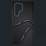 Metallic mash with silver dynamic line accents samsung galaxy case<br><div class="desc">Black and grey metallic texture with metallic mash background accented with dynamic silver stripe. Slick modern design.</div>