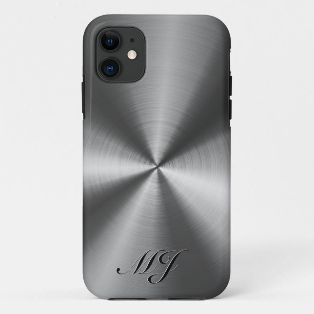 Metallic Medium Grey Tones Stainless Steel Look Case-Mate iPhone Case (Back)
