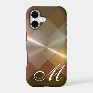 Metallic Metal Chevron Pattern and Monogram 8