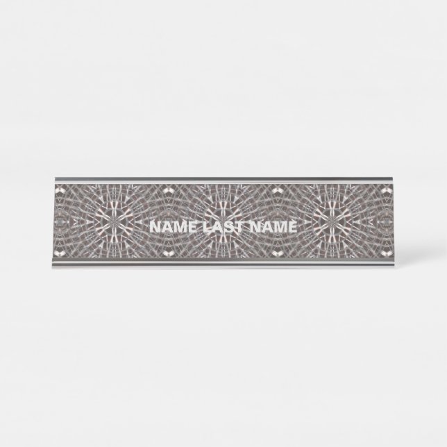 Metallic Metal Mesh Silver Desk Name Plate (Front)