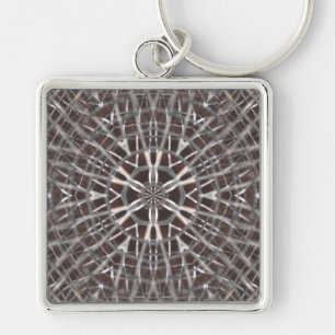 Metallic Metal Mesh Silver Key Ring