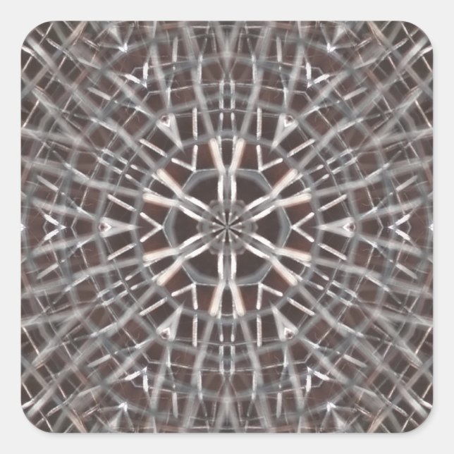 Metallic Metal Mesh Silver Square Sticker (Front)