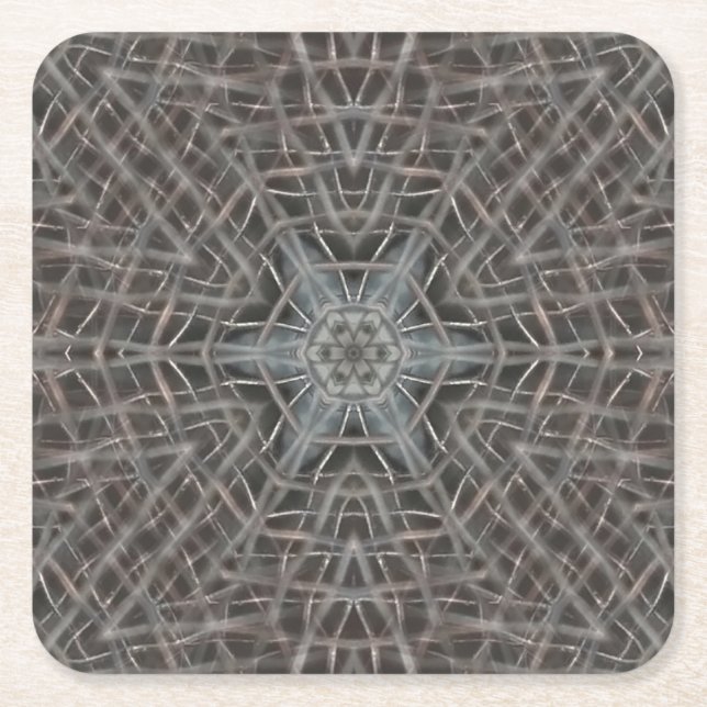 Metallic Metal Mesh Square Paper Coaster (Front)