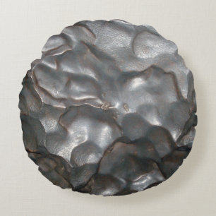 Metallic Meteorite Rock Pattern,   Round Cushion